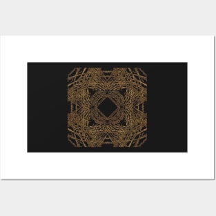 Gold Rope Abstract Kalleidoscope pattern clock Posters and Art